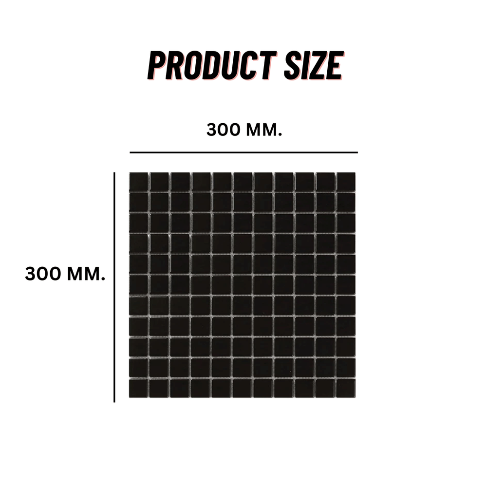 โมเสค TIMELESS TILES รุ่น CLASSIC SQUARE 25 ขนาด 30X30 ซม. สีดำ ผิวเงา GLOSS BLACK โมเสคเซรามิกทรงสี่เหลี่ยมจัตุรัส_1
